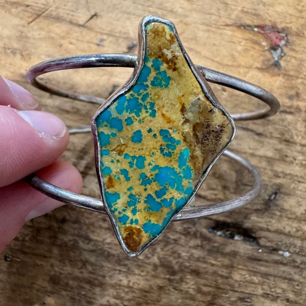 Turquoise and Gold-Toned Cuff Bracelet